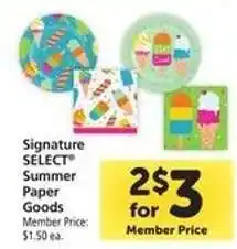 Safeway Signature SELECT Summer Paper Goods offer