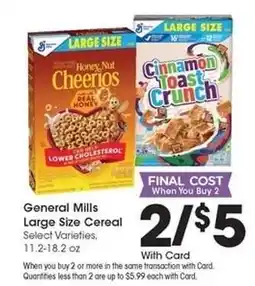 Kroger General Mills Large Size Cereal offer