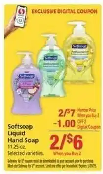 Safeway Softsoap Liquid Hand Soap offer