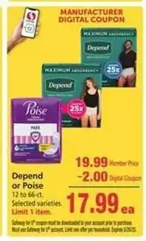 Safeway Depend or Poise offer