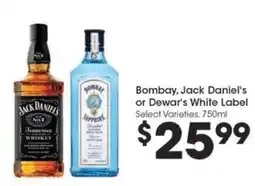 Kroger Bombay, Jack Daniel's or DeWar's White Label offer