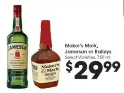 Kroger Maker's Mark, Jameson or Baileys offer
