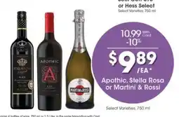 Kroger Apothic, Stella Rosa or Martini & Rossi offer