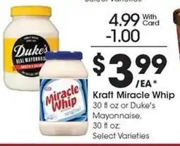 Kroger Kraft Miracle Whip or Duke's Mayonnaise offer