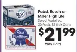 Kroger Pabst, Busch or Miller High Life offer