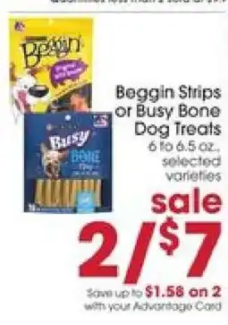 Giant Eagle Beggin Strips or Busy Bone Dog Treats offer