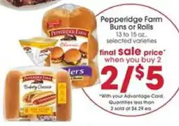 Giant Eagle Pepperidge Farm Buns or Rolls offer