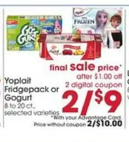 Giant Eagle Yoplait Fridgepack or Gogurt offer