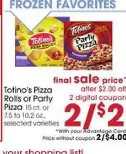 Giant Eagle Totino's Pizza Rolls or Party Pizza offer