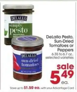 Giant Eagle DeLallo Pesto, Sun-Dried Tomatoes or Peppers offer