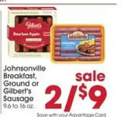 Giant Eagle Johnsonville Breakfast, Ground or Gilbert's Sausage offer