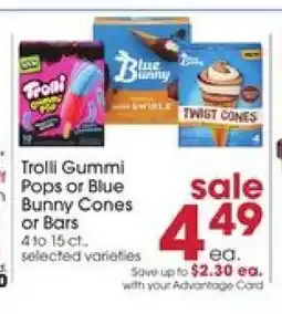 Giant Eagle Trolli Gummi Pops or Blue Bunny Cones or Bars offer