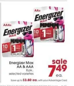 Giant Eagle Energizer Max AA & AAA offer