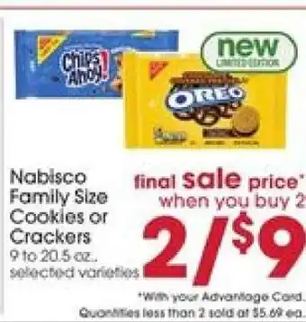 Giant Eagle Nabisco Family Size Cookies or Crackers offer