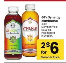 Albertsons GT's Synergy Kombucha - 16 oz. Member Price: $3.00 ea offer