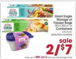 Giant Eagle Giant Eagle Storage or Freezer Bags or Containers offer