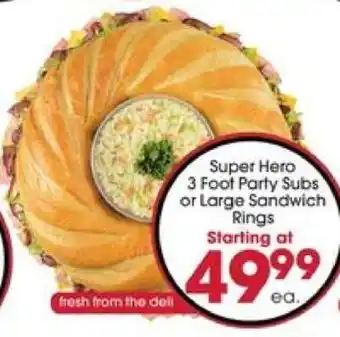 Giant Eagle Super Hero 3 Foot Party Subs or Large Sandwich Rings offer