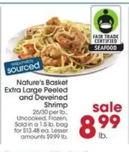 Giant Eagle Nature's Basket Extra Large Peeled and Deveined Shrimp offer