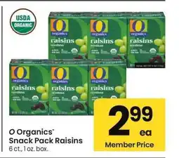 Albertsons O Organics Snack Pack Raisins - 6 ct., 1 oz. box offer