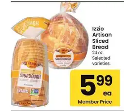 Albertsons Izzio Artisan Sliced Bread - 24 oz. Selected varieties offer