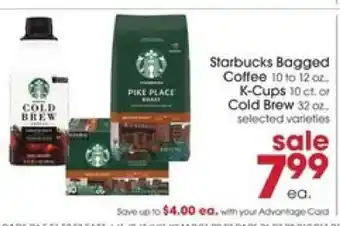 Giant Eagle Starbucks Bagged Coffee, K-Cups, or Cold Brew offer