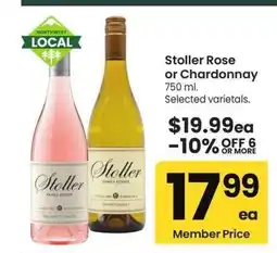 Albertsons Stoller Rosé or Chardonnay - 750 ml., Selected varietals offer