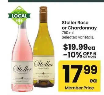 Albertsons Stoller Rosé or Chardonnay - 750 ml., Selected varietals offer
