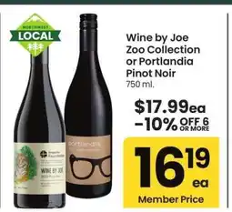 Albertsons Wine by Joe Zoo Collection or Portlandia Pinot Noir - 750 ml offer