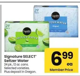 Albertsons Signature SELECT Seltzer Water - 24 pk., 12 oz. cans. Selected varieties offer