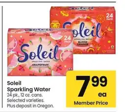 Albertsons Soleil Sparkling Water - 24 pk., 12 oz. cans., Selected varieties offer