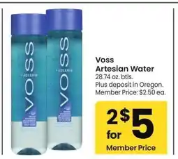 Albertsons Voss Artesian Water - 28.74 oz. btls. Member Price: $2.50 ea offer