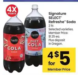 Albertsons Signature SELECT refreshe Soda - 2 ltr., Selected varieties. Member Price: $1.25 ea offer