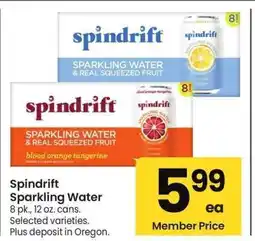 Albertsons Spindrift Sparkling Water - 8 pk., 12 oz. cans. Selected varieties offer