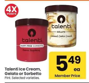 Albertsons Talenti Ice Cream, Gelato or Sorbetto - Pint. Selected varieties offer