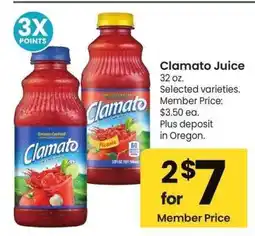 Albertsons Clamato Juice - 32 oz. Selected varieties. Member Price: $3.50 ea offer