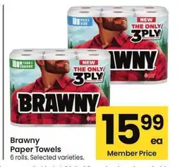 Albertsons Brawny Paper Towels - 6 rolls. Selected varieties offer