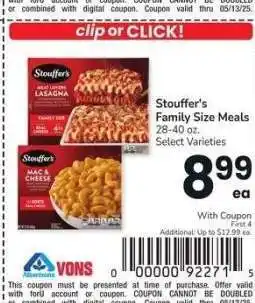 Albertsons Stouffer's Family Size Meals - 28-40 oz. Select Varieties offer