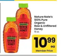 Albertsons Nature Nate's 100% Pure Organic Raw & Unfiltered Honey - 16 oz offer