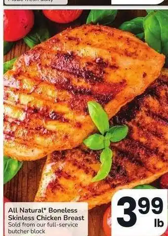 Albertsons All Natural* Boneless Skinless Chicken Breast - Sold from our full - service butcher block offer
