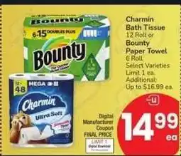 Albertsons Charmin Bath Tissue 12 Roll or Bounty Paper Towel 6 Roll - Select Varieties offer