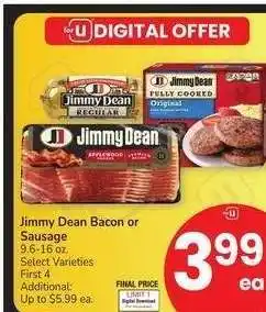 Albertsons Jimmy Dean Bacon or Sausage - 9.6-16 oz. Select Varieties offer