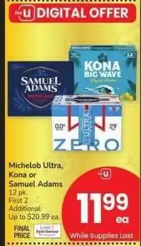 Albertsons Michelob Ultra, Kona or Samuel Adams - 12 pk offer