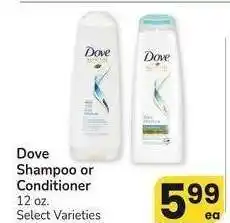 Albertsons Dove Shampoo or Conditioner - 12 oz. Select Varieties offer