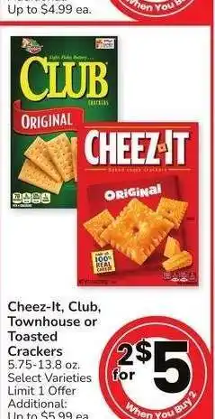 Albertsons Cheez-It, Club, Townhouse or Toasted Crackers - 5.75-13.8 oz. Select Varieties offer
