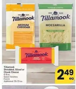 Albertsons Tillamook Shredded, Sliced or Chunk Cheese - 6-8 oz. Select Varieties offer