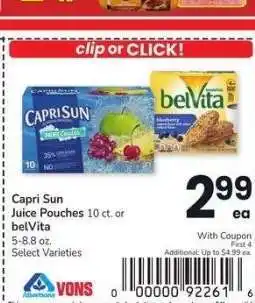 Albertsons Capri Sun Juice Pouches 10 ct. or belVita 5-8.8 oz. - Select Varieties offer