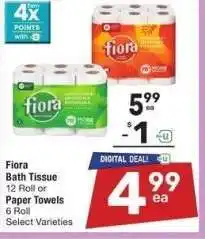 Albertsons Fiora Bath Tissue 12 Roll or Paper Towels 6 Roll - Select Varieties offer