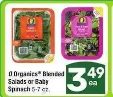 Albertsons O Organics Blended Salads or Baby Spinach - 5-7 oz offer