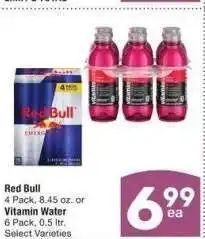 Albertsons Red Bull 4 Pack, 8.45 oz. or Vitamin Water 6 Pack, 0.5 ltr. - Select Varieties offer