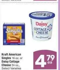 Albertsons Kraft American Singles 16 oz. or Daisy Cottage Cheese 24 oz. - Select Varieties offer